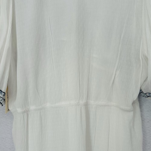 Top Nurture Mujer 2X Blanco Azul Bordado Floral Arrugado Boho Cottage Cómodo Nuevo con Etiquetas - Imagen 12 de 14