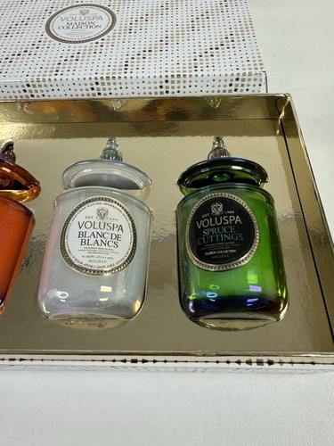 NEW Voluspa 4 3 oz Candle Maison Holiday Collection Decorative Set Gift Box - Picture 4 of 9