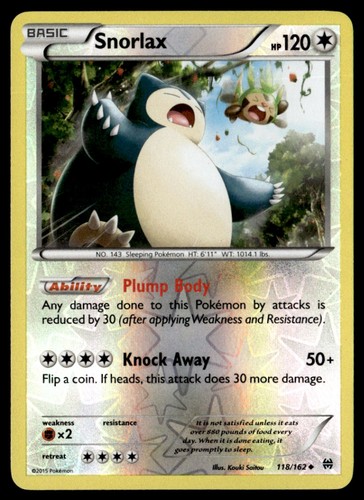 Snorlax Uncommon Reverse Holo XY - BREAKthrough 118/162 NM Pokémon TCG - Picture 1 of 2