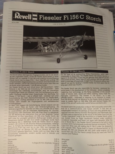 REVELL Fieseler Fi 156C Storch, 1/32, complete, vgc, serial 04714 Vintage Ww2 - Picture 3 of 12