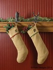 Burlap Christmas Stocking Embroidered PINECONE 21" L x 7" Park Designs 850-51P