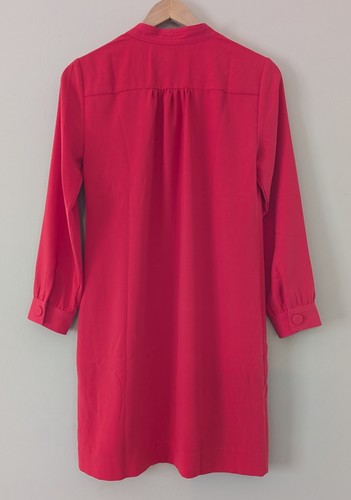 J Crew Cerise rot Ausschnitt Krawatte rosa Etuikleid Gr. 6 V-Ausschnitt gefüttert Knopfleiste Ärmel - Bild 5 von 14