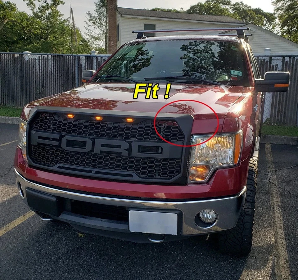 Parachoques delantero para Ford F150 F-150 2009-2014 parrilla capó parrilla estilo Raptor negro Foto 4 de 4