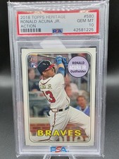 Ronald Acuna Jr. 2018 Topps Heritage #580 Action Variation RC PSA 10