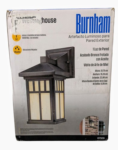 Westinghouse 6732800 Burnham One-Light Exterior Wall Lantern Bronze Finish 12.5" - Picture 2 of 6