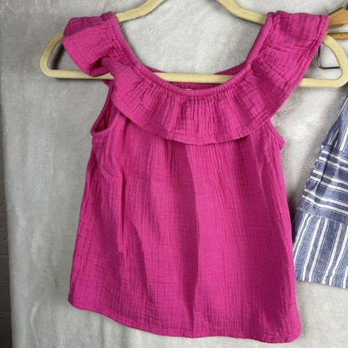 Girl's Oshkosh & So Outfit Sz 8 - Pink Gauze Top w/ Denim Gauze Skirt Summer - Picture 2 of 14