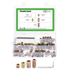 79Pcs 4 Sizes Zinc Alloy Hex Drive Screw-in Threaded Inserts Assortment Kit