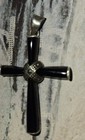 Vintage 925 Sterling Silver Cross Onyx Marcasite Religious Necklace Pendant  — photo 7
