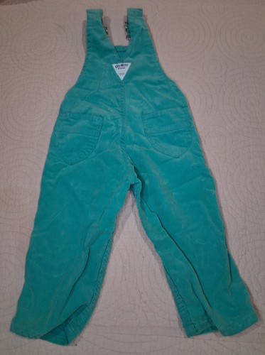 Salopette vintage OshKosh B'Gosh Vestbak taglia 2T blu acqua/verde made in USA - Foto 2 di 5