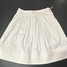 Celine Women's White Solid Pleated Short Skirt, Size 36 Regular