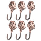 3 Pairs Vintage Rose Curtain Tieback Metal Hooks Door Wall Hook (Copper Red)