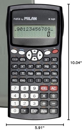 Nata By MILAN Scientifica M240 Black Calculator 2 Lines 1918 Spain W/ Grey Cover - Picture 24 of 24