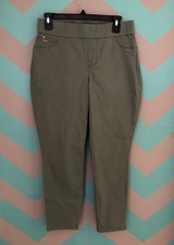 Nine West Jeans Heidi Pull On Crop Pants Women  s Size 6 Olive Green Stretch