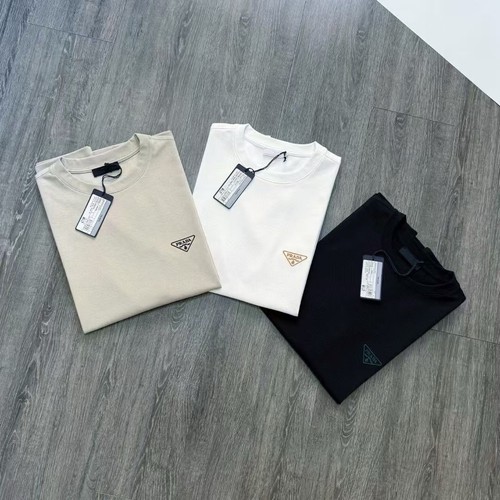 LAST ONE! NWT! AUTHENTIC Prada triangle-logo cotton T-shirt Beige, Size M - Picture 3 of 8