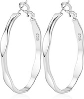 Creolen Silber 925 4Mm Breite Hypoallergen Leichte GroßE 30-50Mm Damen Schmuck