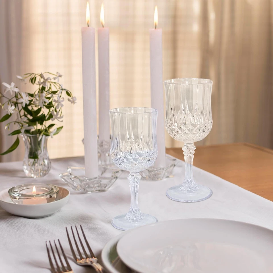 24 PIEZAS copas de vino de plástico 7 oz, copas de plástico transparente vasos para bebidas, blanco... Foto 4 de 4