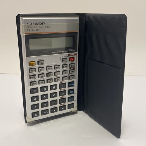 Vintage Sharp EL-506P wissenschaftlicher Taschenrechner mit klappbarer Hülle 
