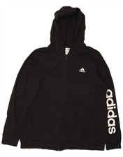 ADIDAS Womens Graphic Zip Hoodie Sweater UK 20/22 XL Black Cotton BI07