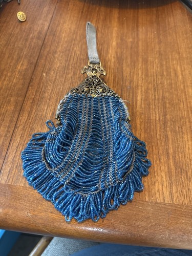1920s Art Deco Beaded Purse,Flapper Evening Bag With Original Wrist Strap