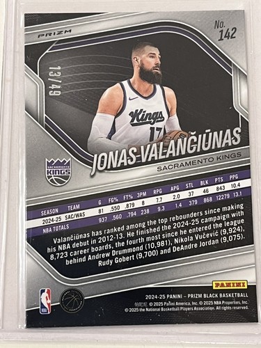 Jonas Valanciunas 2024-25 PRIZM BLACK BASKETBALL ORANGE Kings 13/49  - Picture 3 of 3