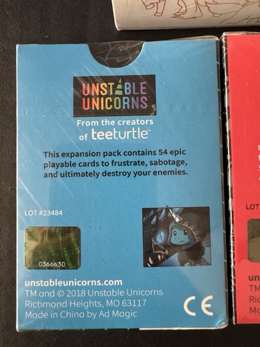 Unstable Unicorns 3 Expansion Packs Sealed Card Game TeeTurtle NSFW Dragons New - Picture 5 of 11