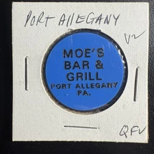 Moe’s Bar & Grill. Point Allegany, PA. Bottle Token HS351