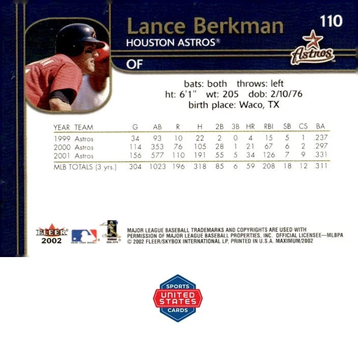 2002 Fleer Maximum #110 Lance Berkman - Image 2 of 2