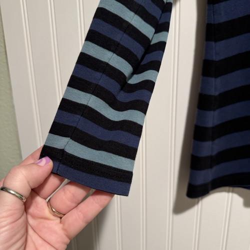 Gudrun Sjoden Striped Henley Top Blue Size Small - Picture 2 of 6
