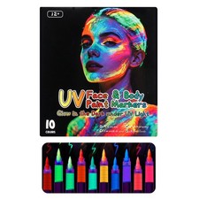 Glow in The Dark Face Paint Markers,10Colors UV Neon Body Paint Pen,Waterproof
