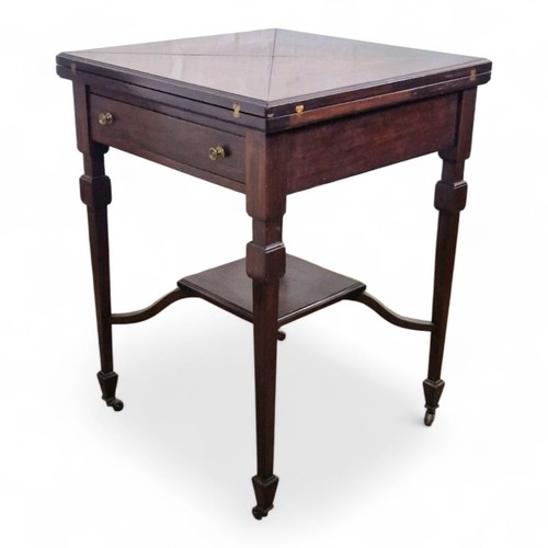 Antique Victorian mahogany folding envelope games table - fold out poker table - Picture 16 of 23