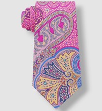 Tommy Hilfiger Men's Pink Tropical Paisley Silk Tie 58 X 3.5