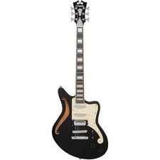 D'Angelico 6 String Semi-Hollow-Body Electrical Guitar  Right  Black Flake