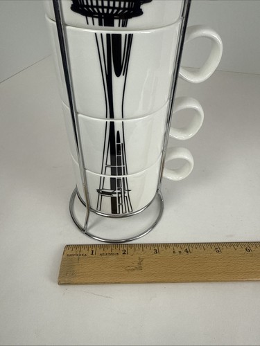Seattle Space Needle Stapel Porzellan Expresso Kaffeebecher 4er Set & Ständer - Bild 6 von 12