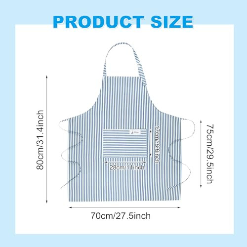4 Pack Stripes Apron for Women, Waterproof Kitchen Cooking Apron with 2 - Picture 2 of 6