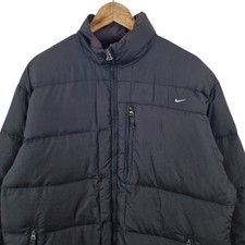 Vintage Nike Down Puffer Jacket S Black Oversized Silver Tag Y2K Streetwear
