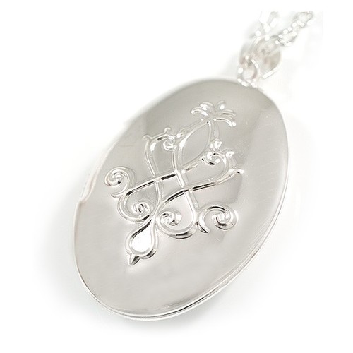 35mm Tall/Oval Locket Pendant with Silver Tone Chain - 44cm L/ 4cm Ext - Picture 2 of 6