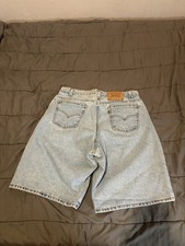 Vintage Levi's 560 Orange Tab Loose Fit Denim Shorts Light Wash USA Made 34