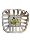 Tobacco Basket Square White Wooden Basket Lemon Design Hanging Rope