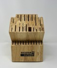 Ronco SIX STAR Cutlery 30 Slot Knife Block Solid Wood, Labeled Slots Never Used