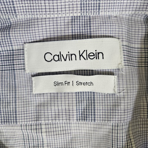 Calvin Klein Slim Fit Stretch Oberhemd Herren 15 32/33 Graph blau kariert - Bild 4 von 11