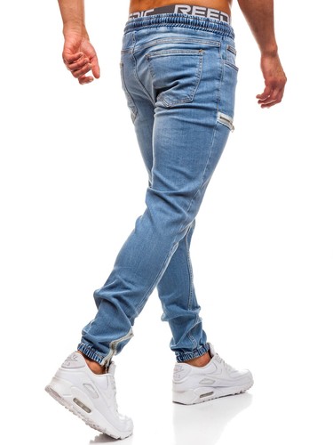 Men's Casual Denim Jogger Sweatpants Elastic Waist Trousers Skinny Fit Jeans - Picture 5 of 29