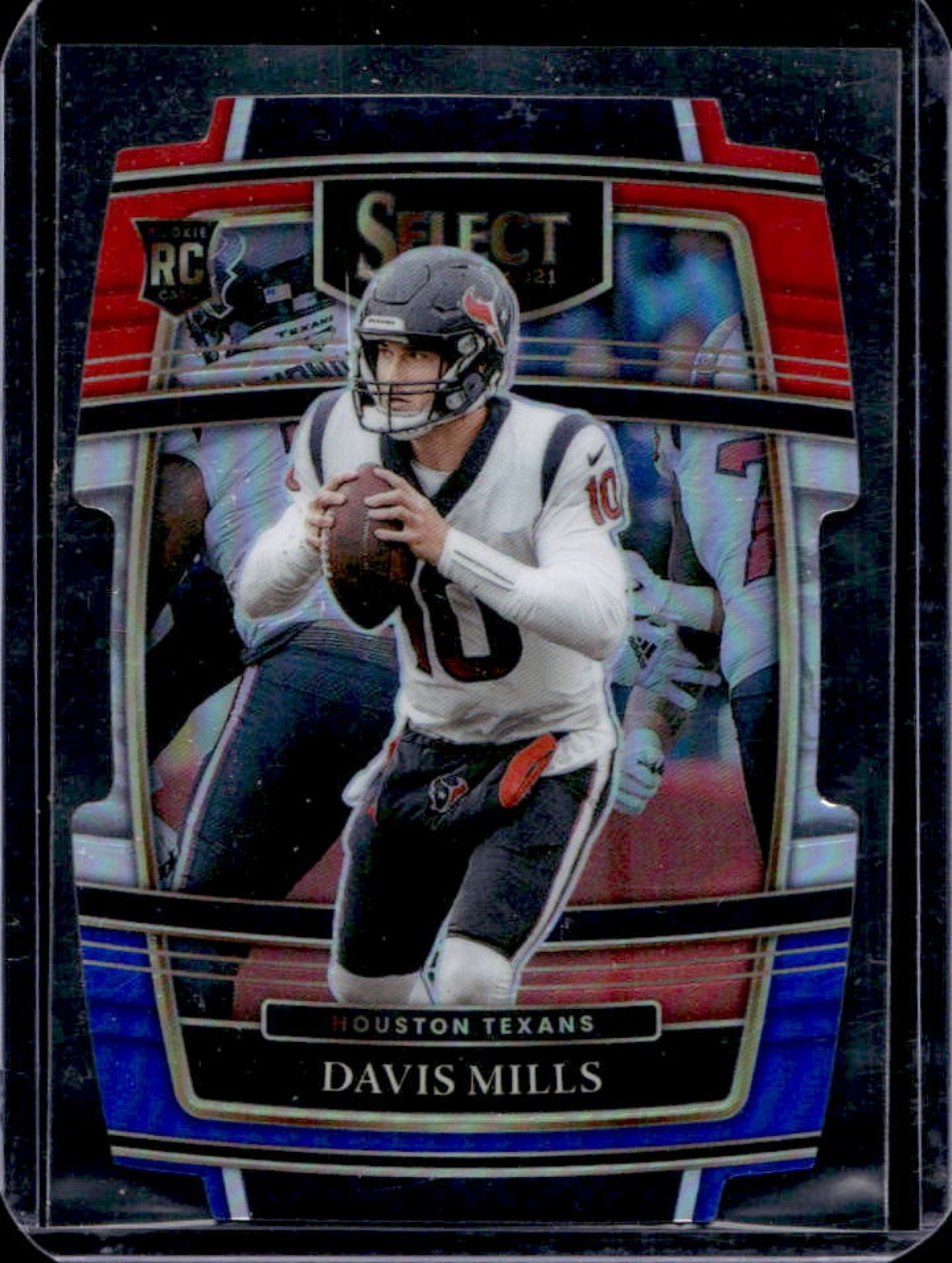 2021 Select Davis Mills RC Red and Blue Prizm Die Cut Concourse #65 Texans