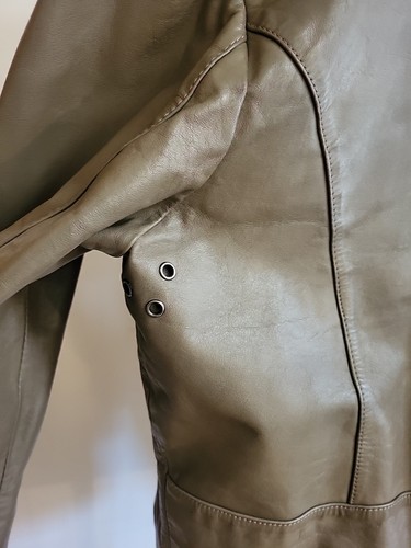 Mens Vntg Reed Sportwear Tan Leather Bomber Jacket With Snaps Sz 44L - Bild 9 von 18