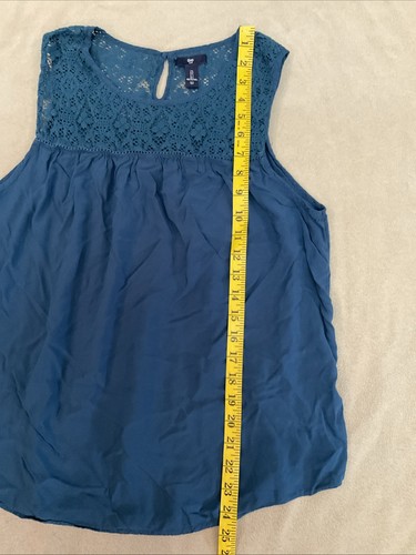 Camiseta sin mangas Gap grande para mujer crochet encaje turquesa oscuro - Imagen 3 de 6