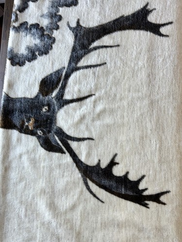 Vintage Biederlack Decke Made In Germany braun Hirsch Jagd wendbar 58x72" - Bild 9 von 12