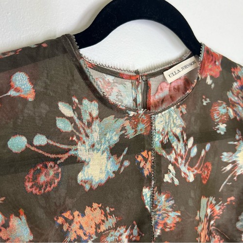 NEU Ulla Johnson Gr. 2 Lise Bouquet Print Organza Top in Braun - Bild 7 von 12