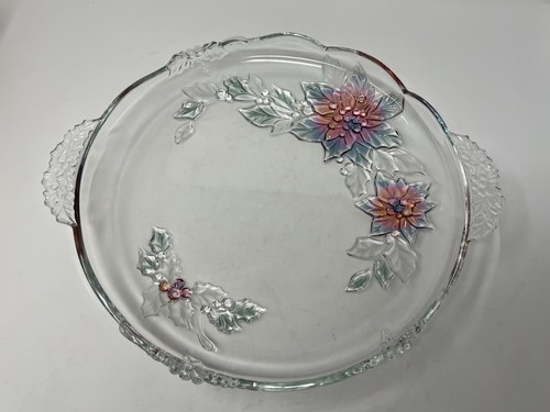 Piatto Torta Natalizia Mikasa Walther Cristallo Colorato Tedesco Poinsettia 14” - Foto 1 di 5