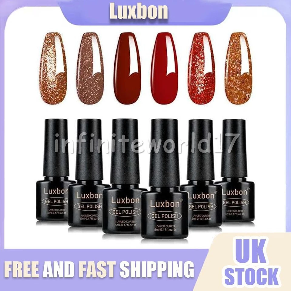 Luxbon 6X Gel Nail Polish Set 6 Colour uv led Soak Off Art Manicure Kit 6032 S