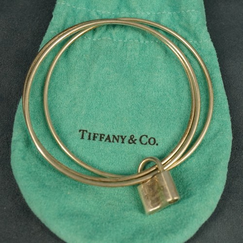 Tiffany & Co Sterling Silver 1837 Lock Triple Bangle Bracelet - Free Ship USA