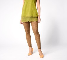 LOGO by Lori Goldstein Layers Regular Stretch Lace Leggings Sepia Brown M New